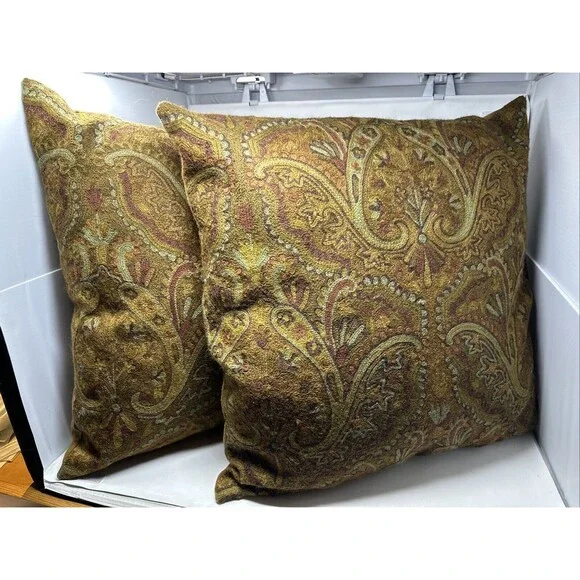 Double D Ranch All Over Heavily Embroidered Pillow x 2 Western Paisley Design - Picture 1 of 10